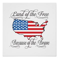 an american flag and the text land of the free because of the brave square sticker