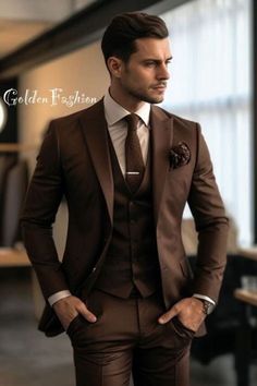 This is a Classy 3 Piece Suit by GoldenfashionStore /crafted from high quality fabric and imported materials. Our products are handcrafted by experienced tailors who make sure the that the stitching is precise, lining is proper and the overall product is sturdy enough to not go out of shape for more than a few years. Also all our products have extra margins in their length, sleeves, sides so it's easily alterable if your size changes after some time. To see more available colours and designs in Brown 3 Piece Suit Men, Brown Three-piece Wedding Suit, Formal Brown Blazer For Wedding, Brown Tuxedo Suit For Wedding, Brown Three-piece Suit For Wedding, Slim Fit Wedding Sets, Brown Groom's Blazer In Suiting Fabric, Brown Blazer For Groom In Suiting Fabric, Brown Blazer For Grooms