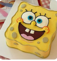 a spongebob cookie is on a table