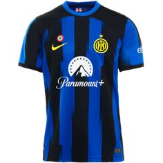 a blue and black soccer jersey with the word parmanout written in gold on it