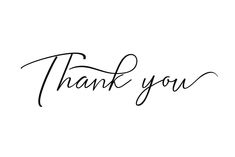 the word thank written in cursive writing on a white background with black ink