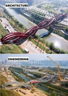 two pictures showing the different stages of construction