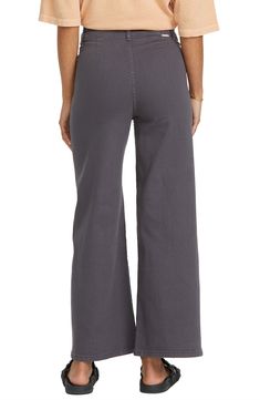 Dial in a utility-inspired vibe in these wide-leg pants cut to a cute cropped length. Zip fly with button closure Front patch pockets 98% cotton, 2% elastane Machine wash, tumble dry Imported Fall Cotton Wide Leg Pants With Five Pockets, High Rise Cotton Wide Leg Pants For Fall, Trendy Wide Leg Cotton Bottoms, Trendy Cropped Wide Leg Cotton Pants, Utility Cotton Jeans With Elastic Waistband, Cotton Bottoms With Elastic Waistband And Cropped Leg, Relaxed Fit Cotton Wide Leg Pants With Pockets, Cotton Wide Leg Pants With Pockets And Relaxed Fit, Trendy Mid-rise Cotton Wide Leg Pants