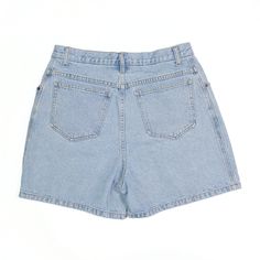 Item is in good used condition. > Size: S > Waist Size: 30" > Inside Leg: 4" > Rise: 13" > Hem: 13" Y2k High Waist Denim Jean Shorts, High Waist Light Wash Jean Shorts For Streetwear, High Rise Jean Shorts With Belt Loops For Streetwear, 90s Inspired Denim Jean Shorts For Summer, High Rise Light Wash Shorts For Streetwear, 90s Inspired Jeans With Pockets For Summer, Y2k High-rise Medium Wash Shorts, 90s Inspired Denim Summer Bottoms, 90s Cutoff Jeans With Pockets