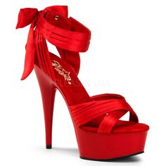 Shoes Pumps Heels, Red Shoes Heels, Red Stilettos, Heels Red, Pleaser Shoes, Satin Shoes, Prom Heels, Red High Heels, Bridal Heels