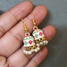 Handmade light weight Traditional Ethnic Earrings. Indian style jhumki Small jhumka. Meenakari Earrings. Handmade jewellery Indian Earrings, Ethnic Earrings, Traditional Fashion, Handmade Earrings, Fashion Earrings, Women's Earrings, Favorite Jewelry, Jewelry Earrings Dangle, Etsy Earrings