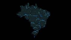 an abstract map of the country of south america in neon blue on a black background