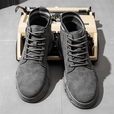 Color: Black,Grey,Khaki Closure Type: Lace-up Feature: Slip Resistant Size: US 8,US 9,US 10,US 7.5,US 8.5,US 6.5 Upper Material: Microfiber Outsole Material: Rubber Sock Boots, Hot Swimwear, Shoe Boot Sandals, Grey Khakis, Sneaker Heels, Material Exterior, Boot Sandals, Fashion Street, Men Fashion