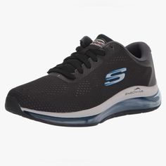 Skechers Skech-Air Element Training Shoes Brand New Size 9.5 Men's Color: Black And Gray Thank You For Visiting My Closet!!!2y Black Gel Cushioned Lace-up Running Shoes, Black Lace-up Running Shoes With Gel Cushioning, Black Lace-up Walking Shoes With Gel Cushioning, Black Low-top Walking Shoes With Gel Cushioning, Dynamic Black Walking Shoes With Gel Cushioning, Black Sneakers With Air Cushioning, Mens Skechers, Skechers Shoes, Training Shoes