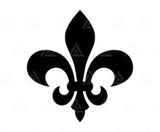 a black and white fleur de lis symbol with the letter a on it