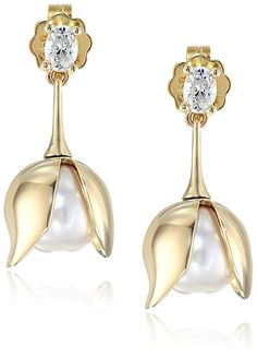 House of Eleonore Paradise 18K Gold Oval Cut Diamond Pearl Drop Post Earrings These exquistie earrings are made of Fairtrade 18K White Gold with Brilliant Oval Diamonds and feature an Akoya-Cultured Pearl cradled by 2 Orchid Leaves. Brand: House of Eleonore Metal:  Solid 18K Yellow Gold Condition:  New with tags in Box  Hand Crafted in the Netherlands. Earring Style:  Drop with Post and Friction Back Weight:  7.9 grams Total diamond weight:  1/5 Carat Diamond shape:  Oval Diamond cut:  Ideal MIn Orchid Leaves, Box Hand, Oval Cut Diamond, Diamond Shape, Oval Diamond, Pearl Drop, Conflict Free Diamonds, Cultured Pearls, Diamond Cut