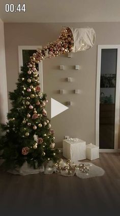 a decorated christmas tree in a living room