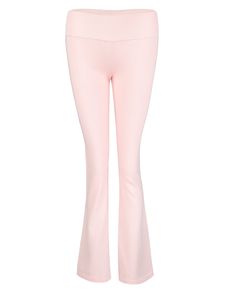 Soft Knit Flare Pants - Soft Pink Fitted Pink Yoga Pants, Flared Leggings Coquette, Pink Flare Lounge Pants, Pink Full-length Yoga Pants, Luxury Pink Flare Pants, Knit Flare Pants, Woven Label, Care Label, Flare Pants