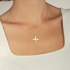 "Personalized Cross Name Necklace, Dainty Cross Name Necklace, Religious Necklace with Name, Christmas Gift, Name Pendant, Baptism Gift Let's customize your gift together for the special person in your heart or to remind yourself that you are special! This product is the best idea to permanent any special name, common or meaningful word that is important to you :) -        MATERIAL: High Quality 925 Sterling Silver  -        COLOR: Silver Gray - Rose Gold - Gold  I produce all my jewelry by hand Personalized Cross Pendant Necklaces For Birthdays, Personalized Cross Necklace With Name, Personalized Name Cross Necklaces, Personalized Name Cross Necklace, Personalized Cross Pendant Jewelry For Birthday, Personalized Cross Jewelry For Birthday, Name Engraved Cross Necklaces For Anniversary, Anniversary Cross Necklace With Name, Cross Necklaces For Birthday And Mother's Day