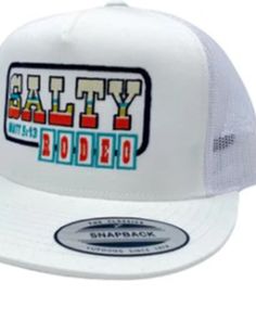 White Hat With Logo Patch For Baseball Season, Retro White Trucker Hat With Letter Print, White Letter Print Snapback Hat, White Snapback Trucker Hat With Letter Patch, White Trucker Hat With Logo Patch For Baseball Season, White Trucker Hat With Embroidered Logo For Sports Events, White Snapback Hat With Custom Logo For Sports, White Custom Logo Snapback Hat For Sports Events, White Trucker Hat With Letter Patch