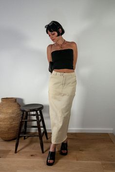 Chic Maxi Skirt For Date Night In Summer, Chic Summer Maxi Skirt For Date Night, Trendy Full-length Maxi Skirt For Summer, Trendy Full Length Summer Maxi Skirt, Trendy Full Length Maxi Skirt For Summer, Fitted High Waist Maxi Skirt For Night Out, Trendy Wide Leg Maxi Skirt For Summer, Chic Cotton Pencil Skirt, Flowy Maxi Skirt For Date Night