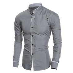 Gray Long Sleeve Shirt For Summer, Long Sleeve Gray Shirt For Summer, Gray Long Sleeve Summer Shirt, Summer Long Sleeve Gray Shirt, Gray Slim Fit Button-up Top, Gray Summer Shirt, Gray Buttoned Shirt For Summer, Summer Gray Shirt With Button Closure, Gray Summer Shirt With Buttons