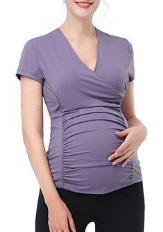 Functional, flattering, and designed to stay with you through all stages of your pregnancy. This active tee is a staple for your active lifestyle. The super stretchy fabric and modest hemline provide perfect coverage to the backside. Its V-neckline is convenient for nursing after pregnancy. The lightweight and breathable material will keep you cool and comfortable when you're in the gym or relaxing at home. | Kimi & Kai Women's Maternity Essential Nursing Active Tee, Small Fitted Bump Friendly Maternity Activewear, Bump Friendly Fitted Maternity Activewear, Fitted Maternity Athleisure Activewear, Fitted Athleisure Maternity Activewear, Fitted Maternity Wear Athleisure Activewear, Nursing-friendly Fitted Top With Short Sleeves, Nursing Friendly Fitted Short Sleeve Tops, Fitted Nursing Friendly Top With Short Sleeves, Fitted Short Sleeve Nursing-friendly Top