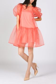 Fine Organza Mini Dress With Inner Slip - Shop Beulah Style Organza Fabric Dresses, Organza Mini Dress, Denim Sweater, Wedding Linens, Special Dresses, Organza Fabric, Energy Consumption, Flared Skirt, Sweater Coats