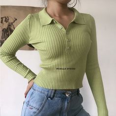 Cozy Long Sleeve Knitted Polo Shirt Tops Womens Spring Casual Fitted Polo Sweater, Trendy Collared Cotton Sweater, Trendy Long Sleeve Top With Cozy Fit, Trendy Long Sleeve Knit Top, Casual Stretch Tops For Winter, Casual Fitted Ribbed Polo Sweater, Cozy Collared Winter Tops, Trendy Collared Winter Tops, Ribbed Cozy Fit Top For Spring