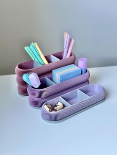 an assortment of colorful toothbrushes and other items