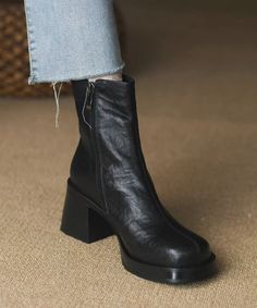 Boots Winter 2024, Winter Boots 2024, Heel Boots Black, Tulle Long Dress, Autumn Shoes Women, Chunky Heel Boots, Shoes 2023, Chunky Heel Shoes, Fall Boots