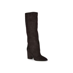 Nine West-Chicke Boot Step out in statement-making style with the Chicke boot from Nine West. The upper is crafted with suede for a sophisticated touch while pointed toe design adds a chic appeal. This knee-high boot is designed with stacked block heel for enhanced elegance. Click here for Boot Measuring Guide. Toe Designs, Knee High Boots, Nine West, Knee High, Block Heels, Dark Brown, Boots, Heels, Design