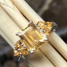 Natural 4ct Golden Citrine 925 Solid Sterling Silver Ring Size 6, 7, 8, 9 - Natural Rocks by Kala Yellow Topaz Sterling Silver Ring, Amber Topaz Sterling Silver Ring, Yellow Topaz Sterling Silver Hallmarked Ring, Faceted Yellow Topaz Ring Gift, Yellow Faceted Topaz Ring Gift, Amber Topaz Hallmarked Ring, Hallmarked Amber Topaz Ring, Natural Rock, Amazon Handmade