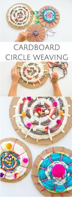 kids are making their own art project with cardboard circles