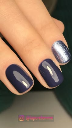 #GelNails Gel Nails Ideas Square Short, Fancy Gel Nails Design, Gel Nails Dark Colors, Slate Blue Nails Design, Dark Colour Nails Designs, Slate Blue Nails, Navy Nail Designs, Charcoal Nails, Slate Nails