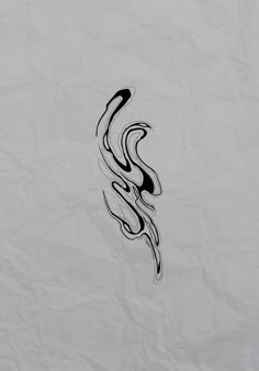 an abstract drawing on white paper with black lines in the shape of a wavy wave