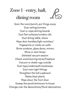 the zone 1 entry, hall dining room rules are in black and white text on a white background