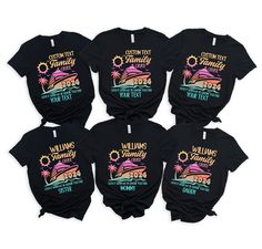 "Custom Family Cruise 2024 I Love It We're Cruisin' Together Shirt, Family Cruise Shirt, Cruise Shirts, Cruise Squad Shirt, Birthday Cruise  * Processing time is 1 business day (there may be exceptions during holiday seasons). Delivery time is based on your shipping type selection and location. Please check the estimated delivery times at checkout and upgrade the shipping at checkout if you need it sooner. * All items are made-to-order. Because of the nature of these items, unless they arrive damaged or defective, we cannot accept return or exchange. * Please review the all size charts displayed in the product images.  * Please note that the sizing chart includes the measurements of one side of the shirt, not the circumference.  * Sizing might differ 1\" (+-) from brand to brand. We recomm Customizable Crew Neck Tops For Family Reunion, Black Summer Shirt For Birthday, Black Shirt For Summer Birthday, Black T-shirt For Family Reunion In Summer, Black Tops With Graphic Print For Family Reunion, Black Graphic Print Tops For Family Reunion, Black Relaxed Fit Top For Family Reunion, Black Shirt With Custom Print For Family Reunion, Family Cruise Shirts