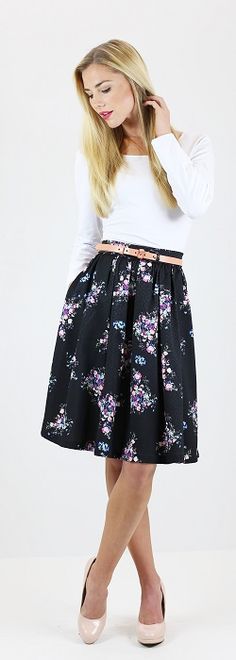 Full Floral Skirt [MSS9202] - $49.99 : Mikarose Boutique, Reinventing Modesty Flower Midi Skirt, Trendy Skirts, Skirt Floral, Floral Shoes, Floral Midi Skirt, Dresses Elegant, Cute Skirts