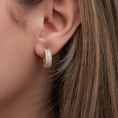 Add some sparkle to any outfit with our rose gold-plated stud earrings. These cubic zirconia crystal studs are sure to catch the eye and elevate your look. The perfect accessory for a touch of glamour (without breaking the bank)! Metal: 925 sterling silver (18k rose/yellow gold-plated) Earring measurements: 1.5 cm x 0.55 cm (0.6" x 0.2") Stones: cubic zirconia Hypoallergenic: nickel-free materials used therefore suitable for those with metal allergies Rose Gold Cubic Zirconia Huggie Earrings For Anniversary, Anniversary Rose Gold Cubic Zirconia Huggie Earrings, Rose Gold Cubic Zirconia Crystal Earrings With Sparkling Stones, Rose Gold Crystal Earrings With Sparkling Stones, Sparkling Rose Gold Crystal Earrings With Cubic Zirconia, Rose Gold Diamond Crystal Earrings With Sparkling Stones, Rose Gold Cubic Zirconia Huggie Earrings, Tarnish Resistant, Rose Gold Cubic Zirconia Diamond Earrings With Pave Setting, Rose Gold Cubic Zirconia Diamond Earrings With Sparkling Stones