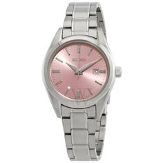 Quartz Pink, Watches For Women, Telling Time, Seiko Watches, Casual Watches, Stainless Steel Band, Ladies Watch, Push Button, Sapphire Crystal