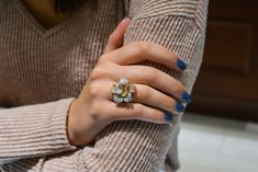 Tri-color Pave Diamond Flower Ring  #mixedmetals #diamonds #diamondring #flowerdesign #flower #diamondflowerring #flowerring #tricolored Diamond Flower Ring, Diamond Flower, Mixed Metals, Flower Ring, Tri Color, Pave Diamonds, Rings Statement, Flower Designs