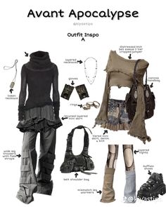 Avant Apocalypse, Apocalypse Outfit, Apocalypse Fashion, Grunge Fits, Layered Mini Skirt, Best Winter Outfits, Layering Outfits