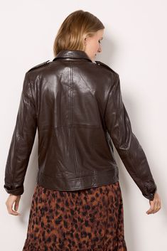 Finished in brown vegan leather, this chic aviator jacket by Avec Les Filles features a front zipper closure, flap pockets, and snaps at the shoulders and hem for a utility-inspired edge. Paired with jeans or a midi dress, it's the perfect fall-forward layer. | AVEC LES FILLES Women's Aviator Zip Front Jacket, Size XS, Brown Fall Forward, Aviator Jacket, Aviators Women, Aviator Jackets, Medium Brown, Flap Pocket, Front Zipper, Fashion Inspiration, Vegan Leather