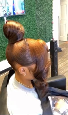 Middle Part Low Curly Ponytail Black Women, Bridesmaids Ponytails For Black Women, Engagement Photo Hairstyles Black Women, Sew In Ponytail With Bangs, Trendy Quick Weave Hairstyles, Updo Hairstyles For Black Hair, Bun Ponytails For Black Women, Black Women Hairstyles Ponytails