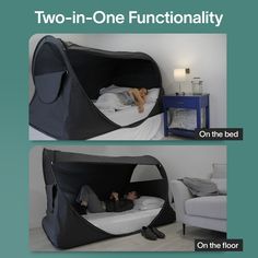 two - in - one functionality on the bed and on the floor,