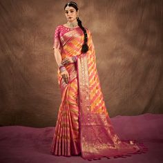 Orange & Pink colored saree is prettified with beautiful weaving work as shown which makes it appear classy. This saree is made of art silk fabric which is accompanied with art silk blouse piece which you can customise as per your design/style. Women can buy this saree to wear for their festive and ideal for any fashionista. Note:- The actual product may differ slightly in color and design from the one illustrated in the images when compared with computer or mobile screen. Semi-stitched Pre-draped Saree With Zari Weaving For Navratri, Multicolor Art Silk Saree For Designer Wear, Multicolor Art Silk Designer Saree, Designer Multicolor Art Silk Saree, Festive Semi-stitched Handloom Saree, Designer Festive Banarasi Silk Saree, Semi-stitched Zari Weave Saree For Diwali, Semi-stitched Saree With Zari Weaving For Diwali, Semi-stitched Zari Weaving Saree For Diwali