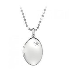 A sophisticated locket with an on-trend twist! This precious locket measuring 17mm x 12mm, crafted from 925 sterling silver, features one real one point diamond. Included with our 16" - 18" 925 sterling silver bead chain to complete the look. Contact us for more details. ITEM SPECIFICATIONS Pendant Size (LxW) (mm): 17 x 12 Designer: Hot Diamonds Metal Type: Sterling Silver Metal Color: Silver Stone Type: Diamond Chain Length apx (in): 16 - 18 Oval Locket, Gold Locket, Real One, Silver Lockets, Diamond Chain, Bead Chain, Bespoke Jewellery, Latest Jewellery, Silver Bead