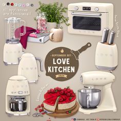 there are many kitchen appliances on this page