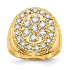 a yellow gold ring with white diamonds on the top and bottom, set in 18k gold