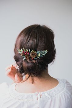 Materials: greenery, beads, pinecones. The actual colors may slightly differ from the colors you see on your screen, as it depends on the specific monitor settings. In case some materials are out of stock, they may be replaced with the similar one. Matching boutonniere, flower bracelet, hair crown can be made to order along with this accessory here: https://www.etsy.com/listing/735358517 This and any other item in our store: - 100% handmade of selected high-quality materials - uniquely designed Christmas Hair Piece, Greenery Hair Piece, Hair Bridesmaids, Hair Ornaments Wedding, Bridesmaid Hair Comb, Winter Wedding Hair, Bridesmaids Hair, Bridal Hair Headpiece, Wedding Hair Piece