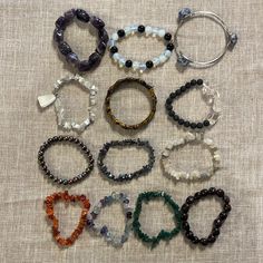 13 Total Crystal Healing Bracelets Strung On Durable, Stretchy Cords (Except For The One Silver Bangle) Fits Small To Medium Sized Wrists - Each Is Approx 6-7" Around Condition: Brand New. Never Worn. Crystal Healing Bracelets, Healing Bracelets, Silver Bangle, Silver Bangles, Crystal Bracelets, Womens Jewelry Bracelets, Crystal Healing, The One, Bangles