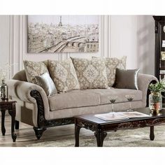 a living room scene with focus on the couch and coffee table