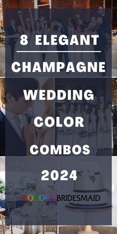 eight elegant champagne wedding color combos for the bride and groom to choose from on their wedding day