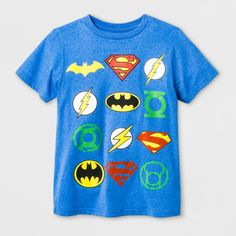 NEW DC Comics Boys' Logo Short Sleeve Graphic T-Shirt Size S, Size L & Size XL Short-sleeve crew neck tee with DC Comics graphic print Features logos of Batman, Superman, Flash, Green Lantern and Atrocitus Comfortable cotton blend fabric is warm and breathable Unleash your hero's super side with the DC Comics Logo Graphic T-Shirt. Armed with logos of iconic characters like Batman and Superman, this graphic tee is a quick school outfit option he'll want to wear over and over. And because it takes Dc Comics Logo, Dc Super Heroes, Comics Logo, Hero Logo, Super Hero Outfits, Batman And Superman, Tomboy Fashion, Dc Superheroes, Super Heroes